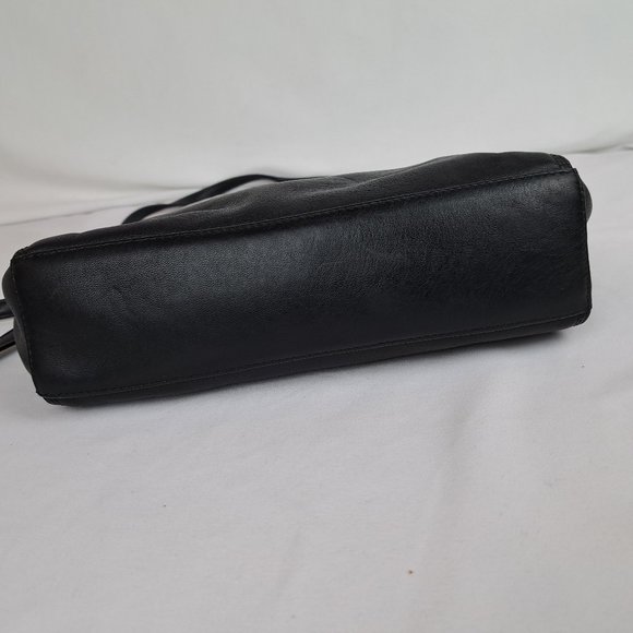 Liz Claiborne Leather Co Black Snap Crossbody Clutch Satchel Shape - Picture 6 of 16